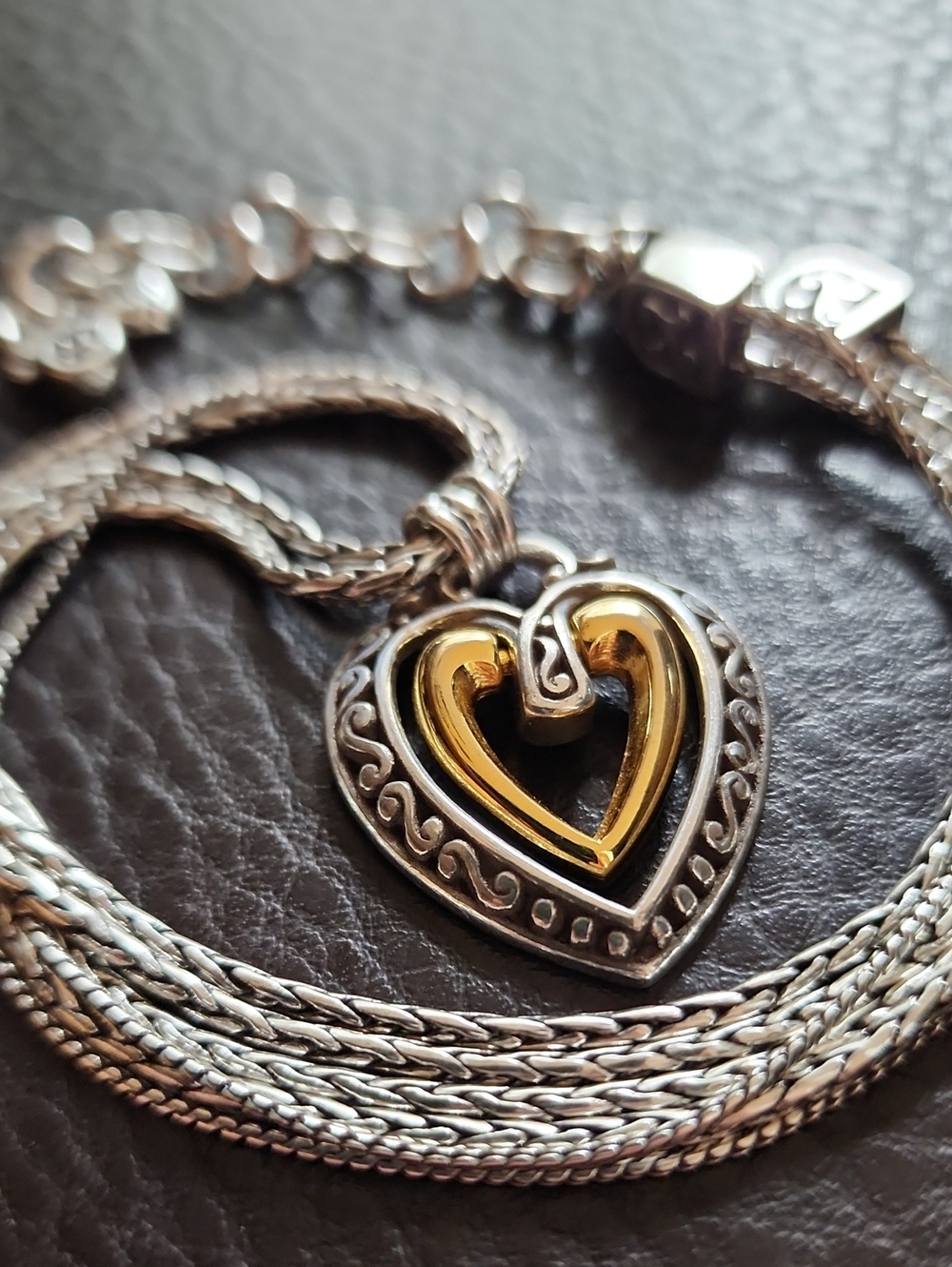 Two-Tone Brighton Heart Pendant Necklace - Gold & Silver Women’s Jewelry